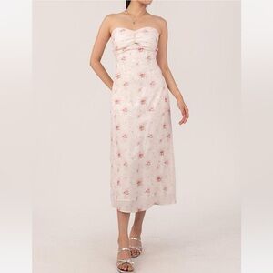 Floral Strapless Midi Dress